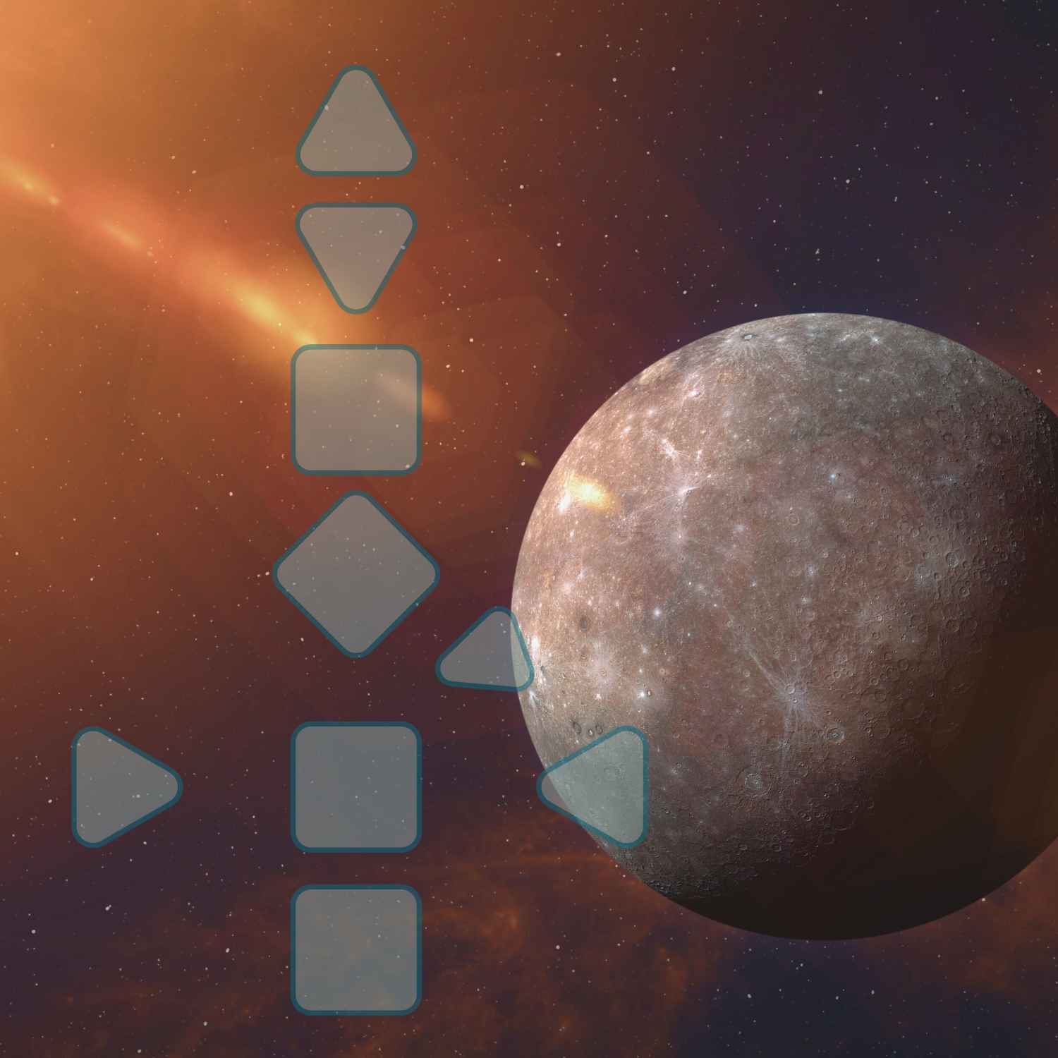 Planet Merkur mit Sonnenstrahlen