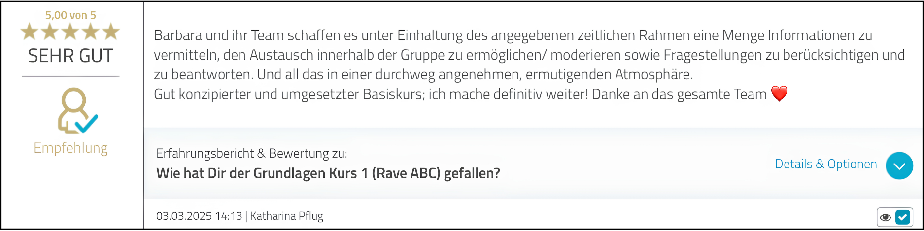 Feedback zum ABC Kurs von Katharina Pflug